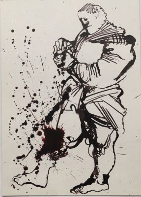 Михайлов Вячеслав. Ранний рисунок. 1980-е, картон, тушь, 28х20 см. На обороте передаточная 