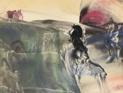 Лисунов Владимир. Без названия. 1963 г. Бумага, акварель. 33,5х43 см. Работа в хорошем 