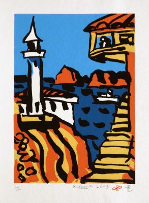 Яшке Владимир. Крым. Маяк. 2009 г. Бумага, шелкография, авторский экз., 42х29,6 см (лист). Работ 