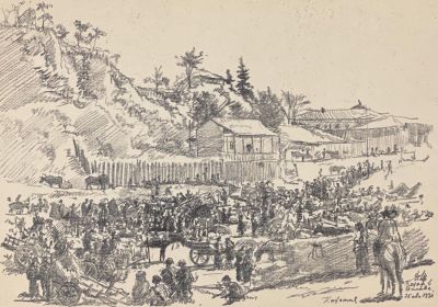 Шиллинговский Павел. Кахетия. Базар в Телаве. 1931 г. Бумага, литография. 27х37 см (лист 36х53 см).