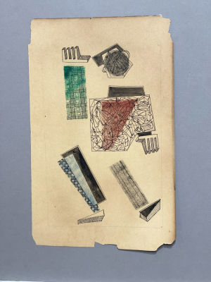 Неизвестный автор ХХ века. Супрематическая композиция. Бумага, смешанная техника. 27х18,5 см. Бу 