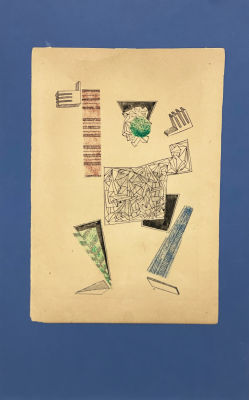 Неизвестный автор ХХ века. Супрематическая композиция. Бумага, смешанная техника. 27х18,5 см. Бу 