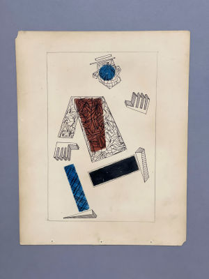 Неизвестный автор ХХ века. Супрематическая композиция. Бумага, смешанная техника. 27х18,5 см. Бу 