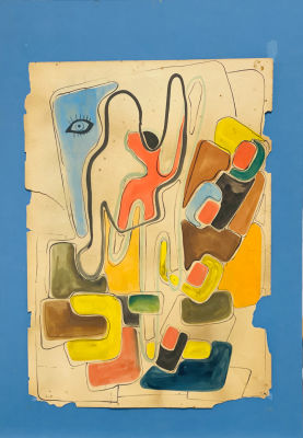 Неизвестный автор ХХ века. Абстрактная композиция. Бумага, смешанная техника. 33,7х23,8 см. Бума 