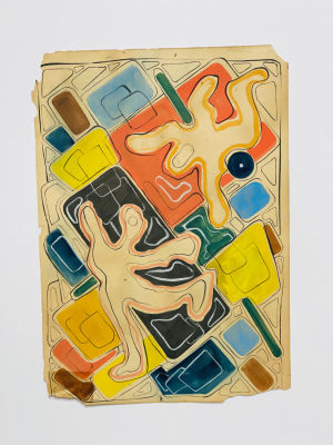 Неизвестный автор ХХ века. Абстрактная композиция. Бумага, смешанная техника. 33,3х23,7 см. Бума 