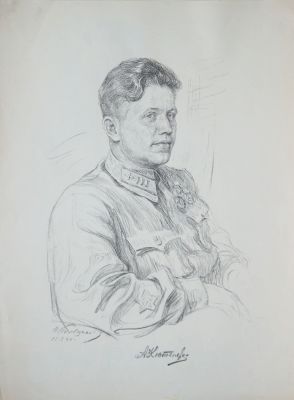 Пильщиков Николай. Серия &laquo;Летчики герои&raquo;. 1940 г. Бумага, литография. 48,2х38,5 см (размер листа). 