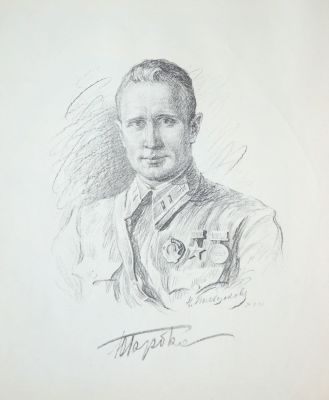 Пильщиков Николай. Серия &laquo;Летчики герои&raquo;. 1940 г. Бумага, литография. 48х44,7 см (размер листа). 
