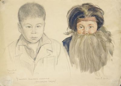 Эвенбах Евгения. Участник школьного спектакля. 1930-е гг. Бумага, карандаш, акварель. 30х42 см. 