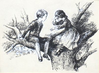 Капусцинский Виктор. Илл. к роману Д. Элиот Мельница на Флоссе. Бумага, тушь, белила. 14х19 см. 