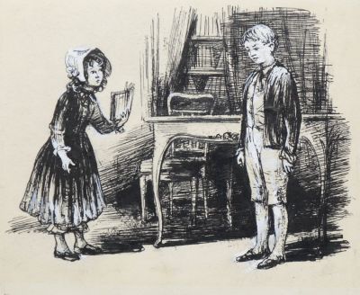 Капусцинский Виктор. Илл. к роману Д. Элиот Мельница на Флоссе. Бумага, тушь, белила. 15х19 см. 