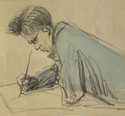 Муратов Николай. Портрет Г. Н. Петрова. Бумага, карандаш, акварель. 15,5х17 см. Работа в 