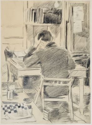 Харкевич Иван. Капитан М.С.Каяйкин за корректурой газетной полосы Сев.-Зап. Фронт, Рядчино&raquo; 