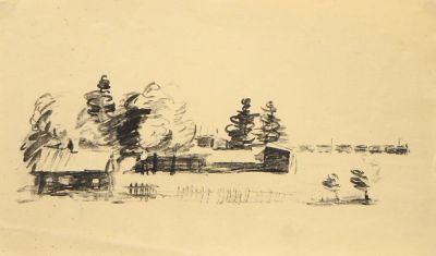 Почтенный Алексей. Пейзаж. 1930-е гг. Бумага, автолитография. 18,5х30,5 см (размер листа). Работ 