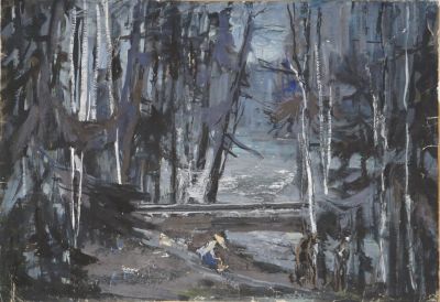 Анушина Антонина. Театральный эскиз к пьесе В.В. Ивановой &laquo;Бронепоезд 14-69&raquo;. Конец 1940х гг. 