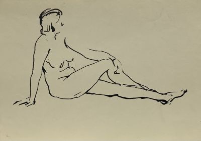 Капусцинский Виктор. Обнаженная. 1940-е гг. Бумага, тушь. 14,8х21 см. Работа в хорошем 