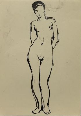 Капусцинский Виктор. Обнаженная. 1940-е гг. Бумага, тушь. 20,2х14,3 см. Работа в хорошем 