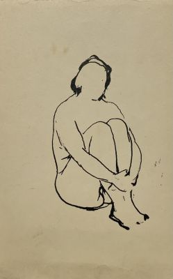 Капусцинский Виктор. Обнаженная. 1940-е гг. Бумага, тушь. 21,2х14,2 см. Работа в хорошем 