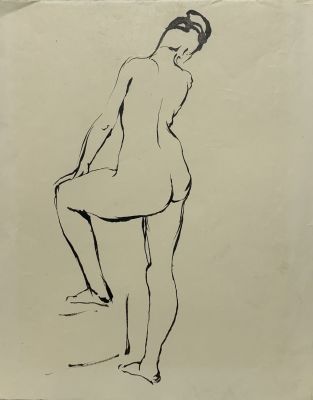 Капусцинский Виктор. Обнаженная. 1940-е гг. Бумага, тушь. 23х18,5 см. Работа в хорошем 