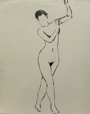 Капусцинский Виктор. Обнаженная. 1940-е гг. Бумага, тушь. 23х18,7 см. Работа в хорошем 