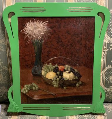 И.Зиновьев. Натюрморт с хризантемой и фруктами.
1903 г., холст, масло, 55,5х46 см. Состояние 