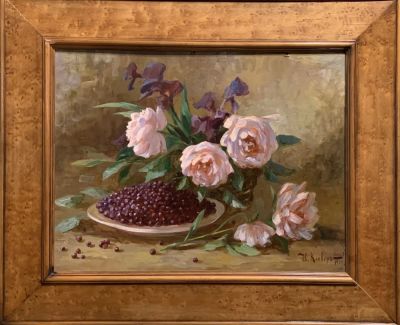 Клевер Юлий. Натюрморт с пионами и ягодами.
1911 г., фанера, масло, 38,5х51,5 см. Состояние 