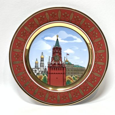 Декоративная тарелка Императорского фарфорового завода. Спасская Башня. 2000-е гг., фарфор 