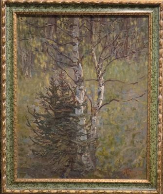 Тиме-Блок Марина. Весной в лесу. 1961 г., картон, масло, 50х40 см. Состояние хорошее, подпись 