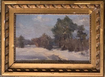 Федоров Евгений. Зимний пейзаж. 1956 г., картон, масло, 23х33 см. Состояние хорошее, с подписью 