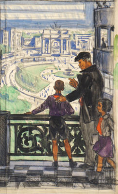 Неизвестный автор. У Нарвских ворот.
1930-е гг.
Бумага, см. тех., 37,2х24,7 см. Работа в хорошем 