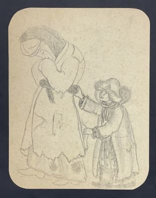 Глебова Татьяна. Эскиз костюмов к кинофильму &laquo;Джамбул&raquo;.
1942 г.
Картон, карандаш, 27х21,1 см. Раб 