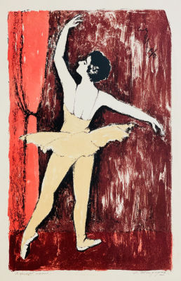 Шендеров Александр. В желтой пачке.
1962 г.
Бумага, цв. автолитография, 72х50,7 см. Работа в 