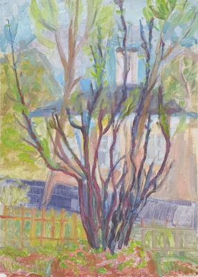 Стерлигов Владимир. Куст. 1950-е гг. Холст, картон, масло, 35х25,3 см. Работа в хорошем 