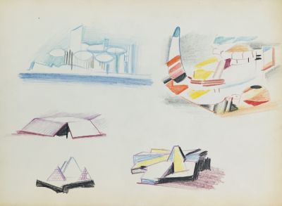 Кондратьев Павел. Пять эскизов из цикла &laquo;Чукотка&raquo;.
1960-70-е гг.
Бумага, цв. карандаш, 21х28,2 см. 