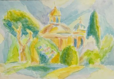 Арев Вера. Часовня в парке Цитадели.
2017 г.
Бумага, акварель, 29,5х42,3 см. Работа в хорошем 