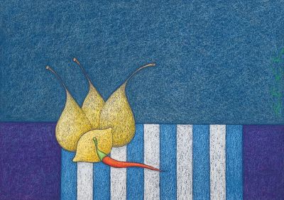 Кирьянов Алексей. Из серии &laquo;Натюрморты любви&raquo; 2022 г. Бум.цв., масл. Пастель, 50х69,5 см. Работа 