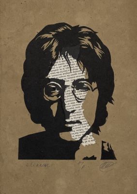 Штапаков Юрий. Леннон.
2000-е гг. 
Бумага, эстамп, коллаж, авторский экз., 30х21 см (лист). Рабо 