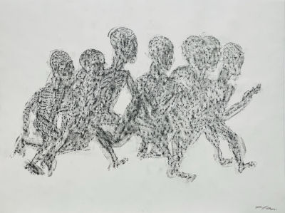 Жеравов Дмитрий. Бег.
2019 г. 
Бумага , графит, фроттаж, 47х62 см. Работа в хорошем состоянии 