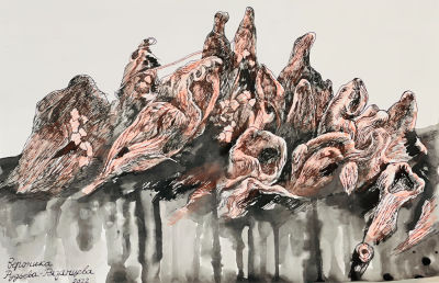 Рудьева-Рязанцева Вероника. Из серии &laquo;Корни&raquo;.
2022 г. 
Бумага, см. тех., 31х47 см. Работа в 