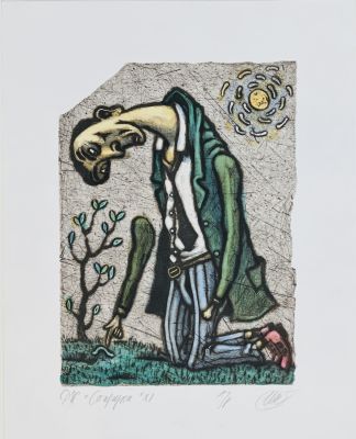 Штапаков Юрий. &laquo;Старуха&raquo;. Иллюстрация к произведению Д.Хармса.
2011 г. 
Бумага, эстамп 