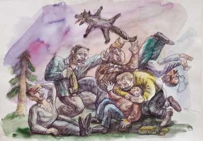 Тихомиров Виктор. Незадолго до переговоров.
1999 г. Бумага, см. тех., 20,9х29,5 см. Работа в 