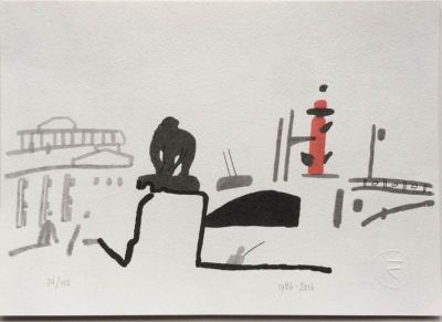 Ковенчук Георгий. Лев на Дворцовой. 1986-2016, ручная трафаретная печать, лист 21х29,7 см. Год 