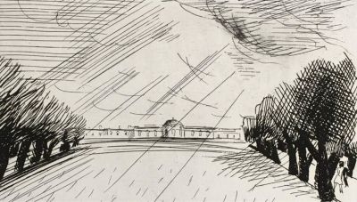 Громов Валентин. Кваренги. Музыкальный павильон. 1983, офорт, лист 21х30 см. Подпись конгревом. 