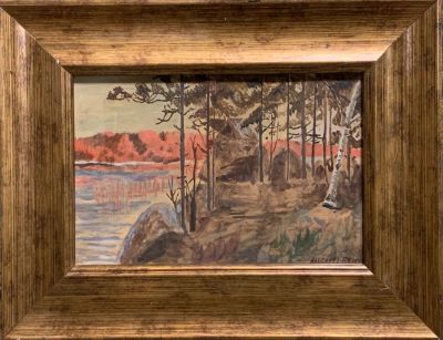 Бенуа Альберт. Уголок Финляндии.
Кон. 19 – нач. 20-го в., картон, масло, 17,5х25,5 см. Состояние 