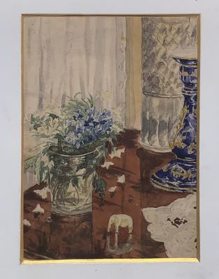 Делла-Вос-Кардовская Ольга. Натюрморт с цветами и индийским слоником.
1905 (?) гг., бумага 