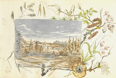 Неизвестный автор XIX века. Эскиз заставки.
1891 г., 
Бумага, акварель, 16х23,3 см. Состояние 