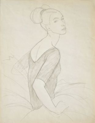Шишмарева Татьяна. Портрет балерины Аллы Осипенко.
1964 г., 
Бумага, карандаш, 58,5х46 см (лист). 