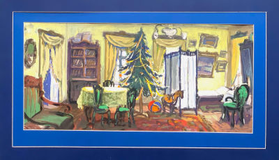 Зачиняев Василий. Эскиз 2 декораций детской комнаты к к/ф &laquo;Сладкая женщина&raquo;.
1976 г., 
Бумага 