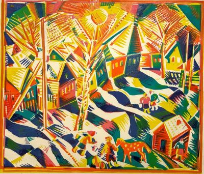 Молчанова Галина. Мороз и солнце.
1985 г. 
Бумага, цв. линогравюра, 54,2х59,6 см (лист). Состоян 