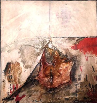 Рухин Евгений. Композиция. 
1976 г., холст, см. техника, коллаж, 67х67 см. Опубликовано в 