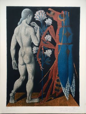 Мишин Валерий. Искушение. 1990, литография, 70,5х52 см. Лист 80х60 см. Экземпляр 4 их 25. 